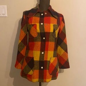 St Moritz vintage wool plaid shirt jacket size S